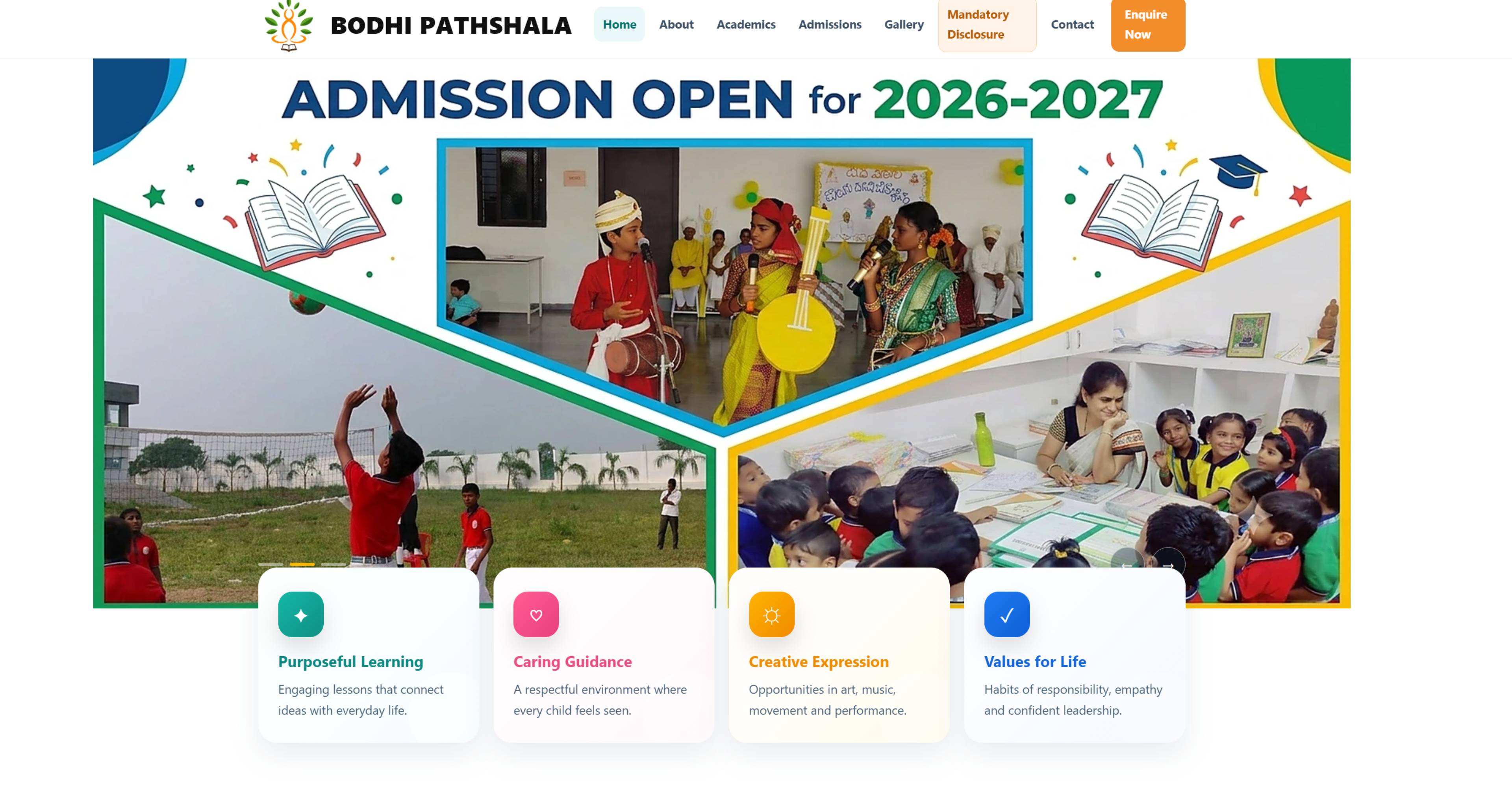 Bodhi Pathshala CBSE website preview